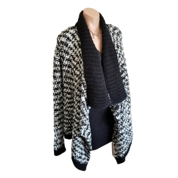 LOFT chunky knit waterfall cardigan black boho sweater small, FINAL PRICE! - Picture 4 of 16